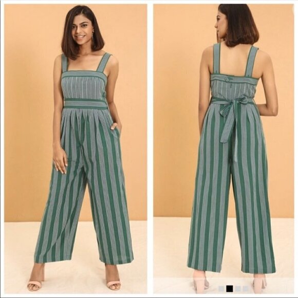 Anthropologie | NWOT Payal Pratap Calypso Stripe Linen Wide Leg Jumpsuit Size 0 - Picture 15 of 15